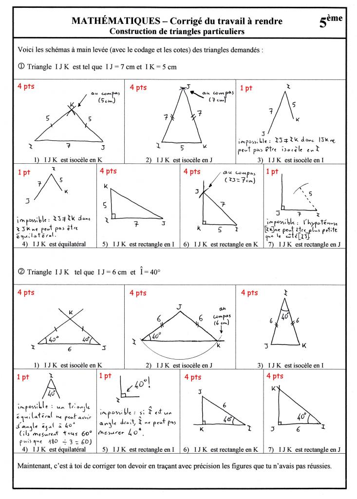 Exercices Construction De Triangles 5ème Pdf
